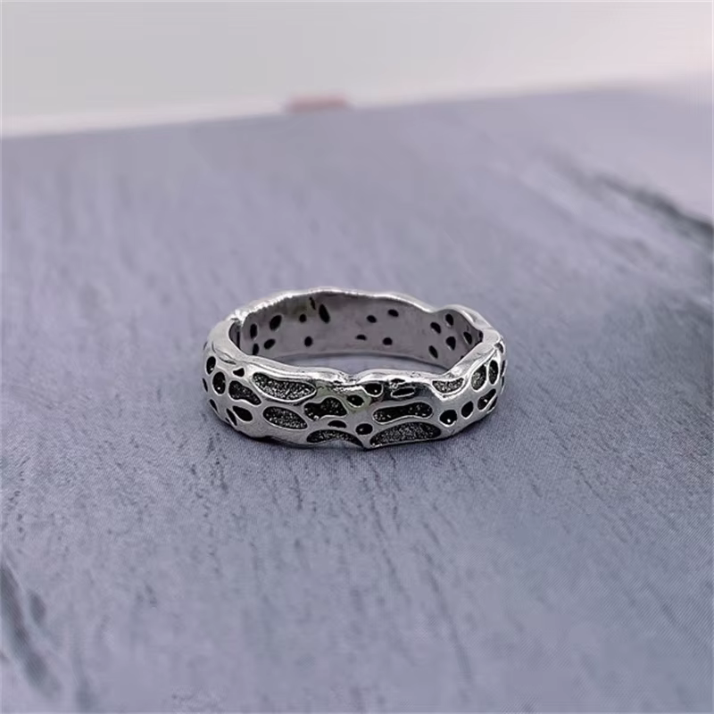 Bague à motif de cratère lunaire Rielf rétro pour hommes, bijoux en argent carillon 925, accessoires