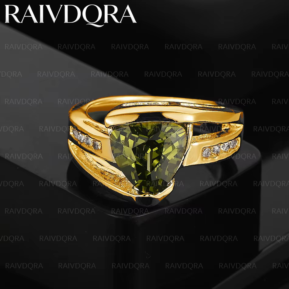 Bague en Zircon vert plaqué or 18 carats pour femmes, bijoux à la mode, Vintage, charme gracieux, ca