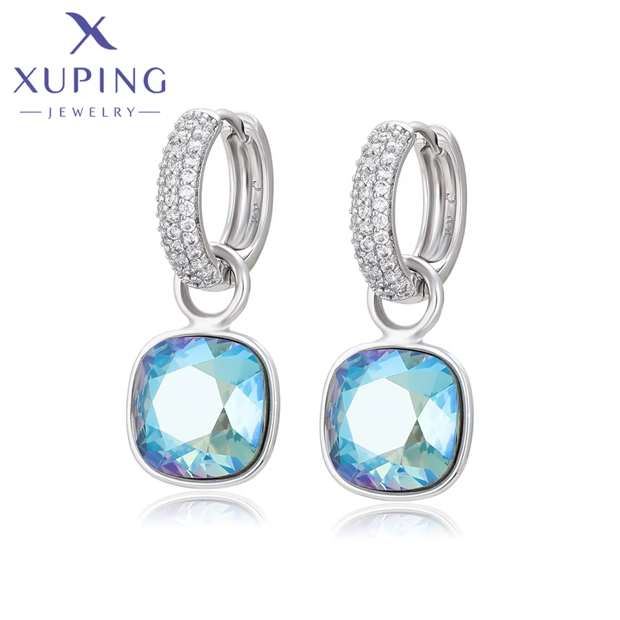 Xuping bijoux mode charme bijoux cristal boucles d'oreilles avec haute qualité couleur rhodium pour 