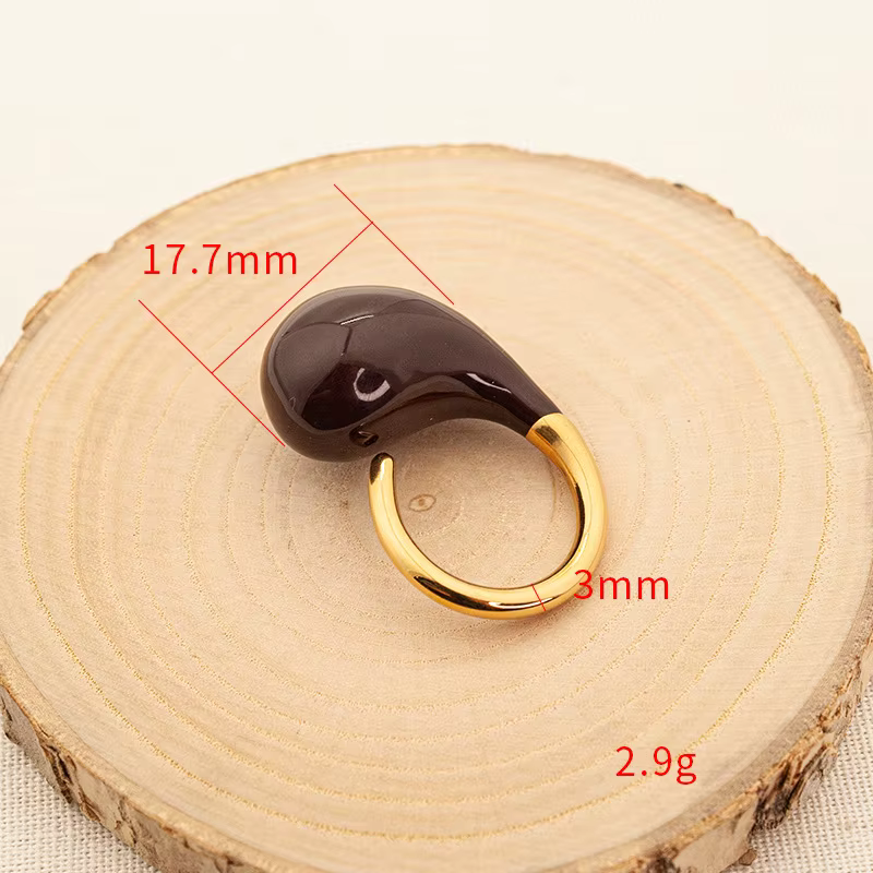 CARLIDANA-Bague en forme de C en émail plaqué or pour femme, bijoux chic en forme de goutte d'eau, n