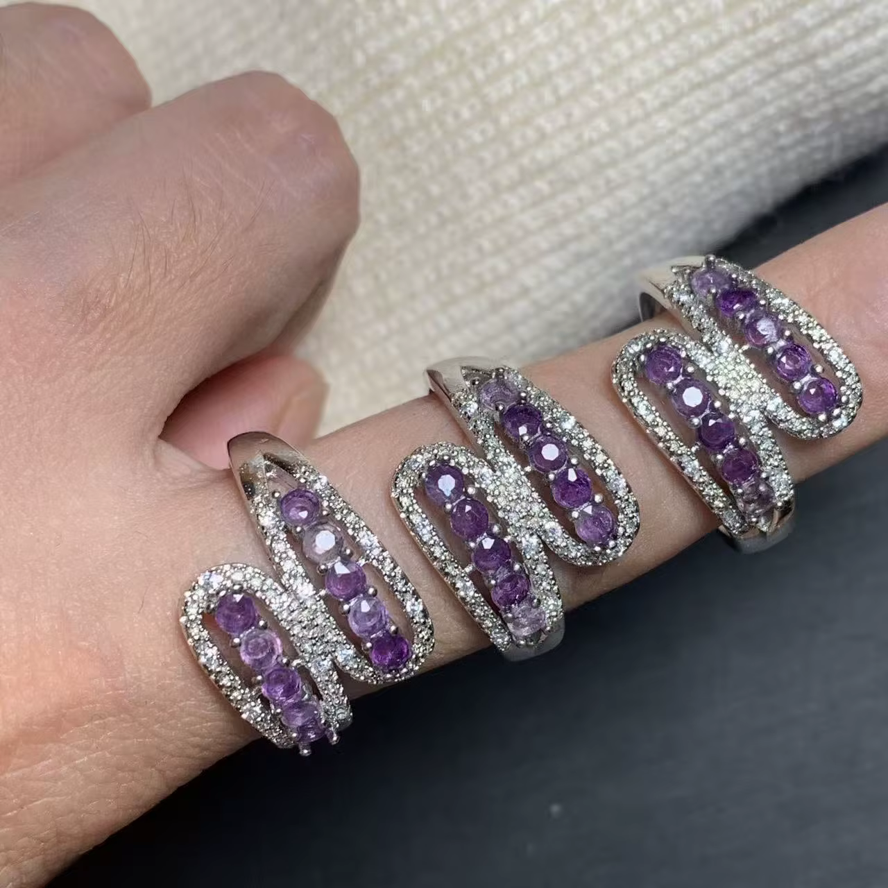 Bague en améthyste naturelle pour femme, bijoux faits à la main, cadeau pour femme, fleur violette