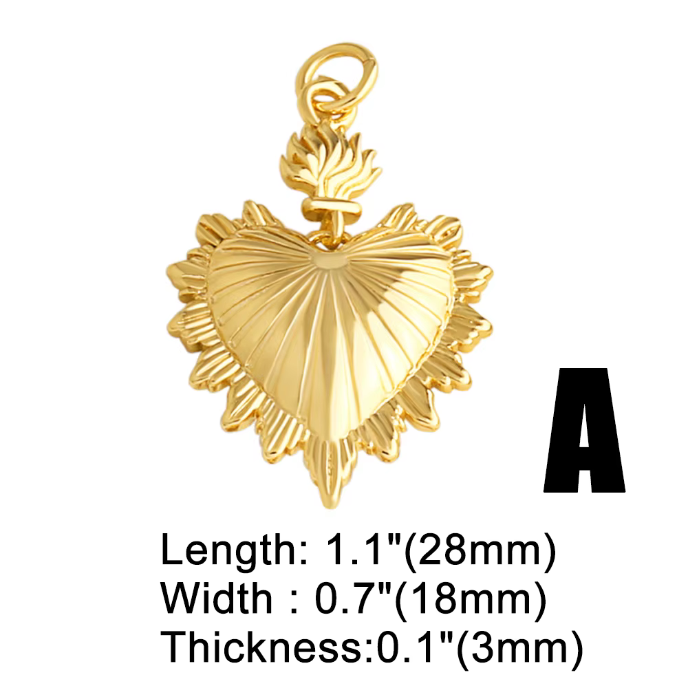 OCESRIO pendentif coeur poli cristal blanc pour collier cuivre plaqué or rond sac à main breloque fa