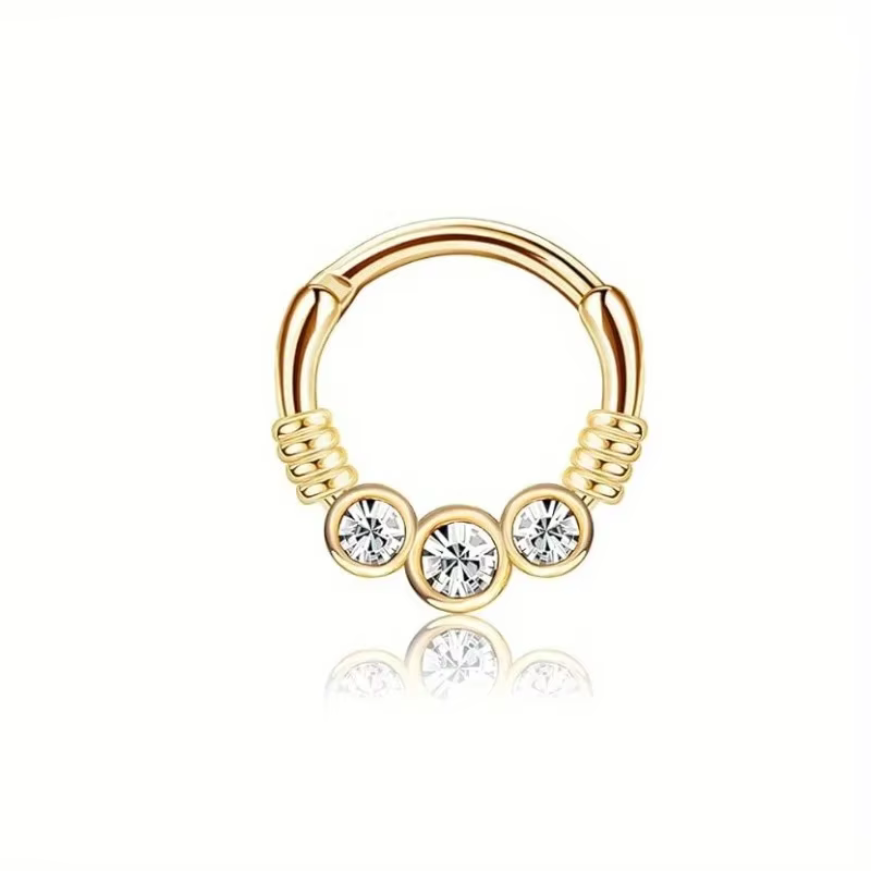Florideco Septum anneaux 316L acier inoxydable opale Daith nez anneaux CZ Cartilage Tragus boucles d