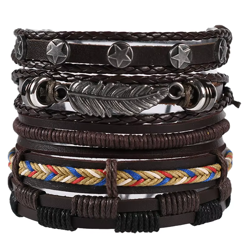 1 Bracelet de mode Bracelet Viking pour hommes Bracelets à main tissé crâne bijoux à main ensemble e