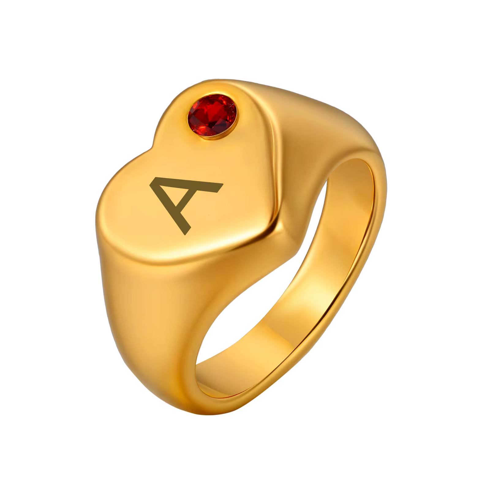 Bague avec nom et lettre personnalisée pour femmes, 12 pierres de naissance, en forme de cœur, avec 
