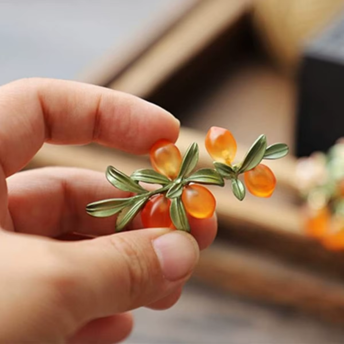 Lucite Orange Berry Design Broche pour Femme, Manteau Trempé, Bijoux de Luxe Baroque, Accessoires de