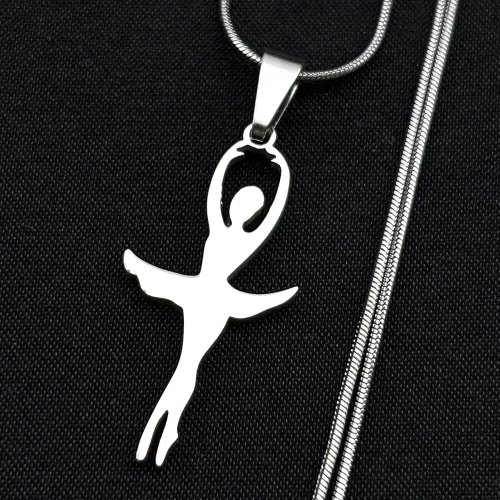 Collier Chaîne Ballerine pour Femmes et Hommes en Acier Inoxydable Couleur Or, Breloques Sportives G