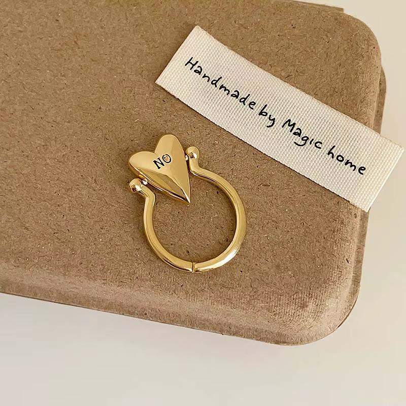 Bague en forme de cœur rotative lisse pour femmes et hommes, Vintage, oui ou sans lettre, bagues rég