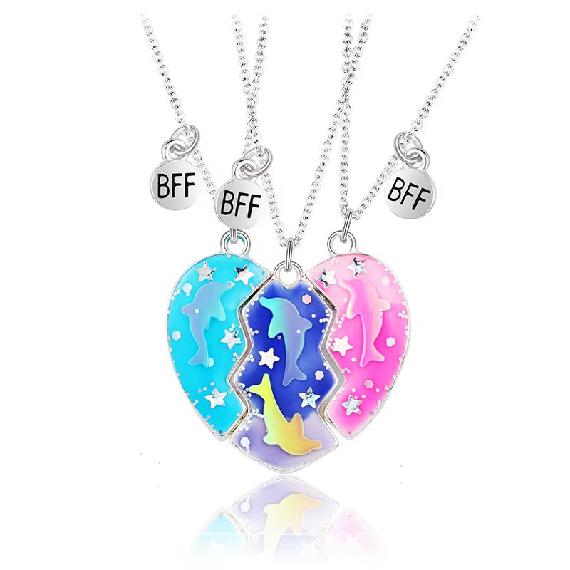 Bff – ensemble collier à aspiration magnétique en métal, 2/3 pièces, bijoux pour hommes et femmes, c