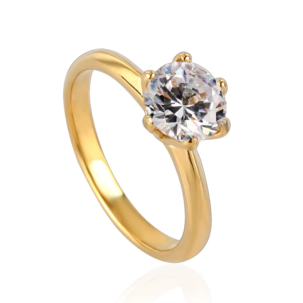Bague de fiançailles de mariage classique en acier inoxydable pour femmes, bague de proposition en c
