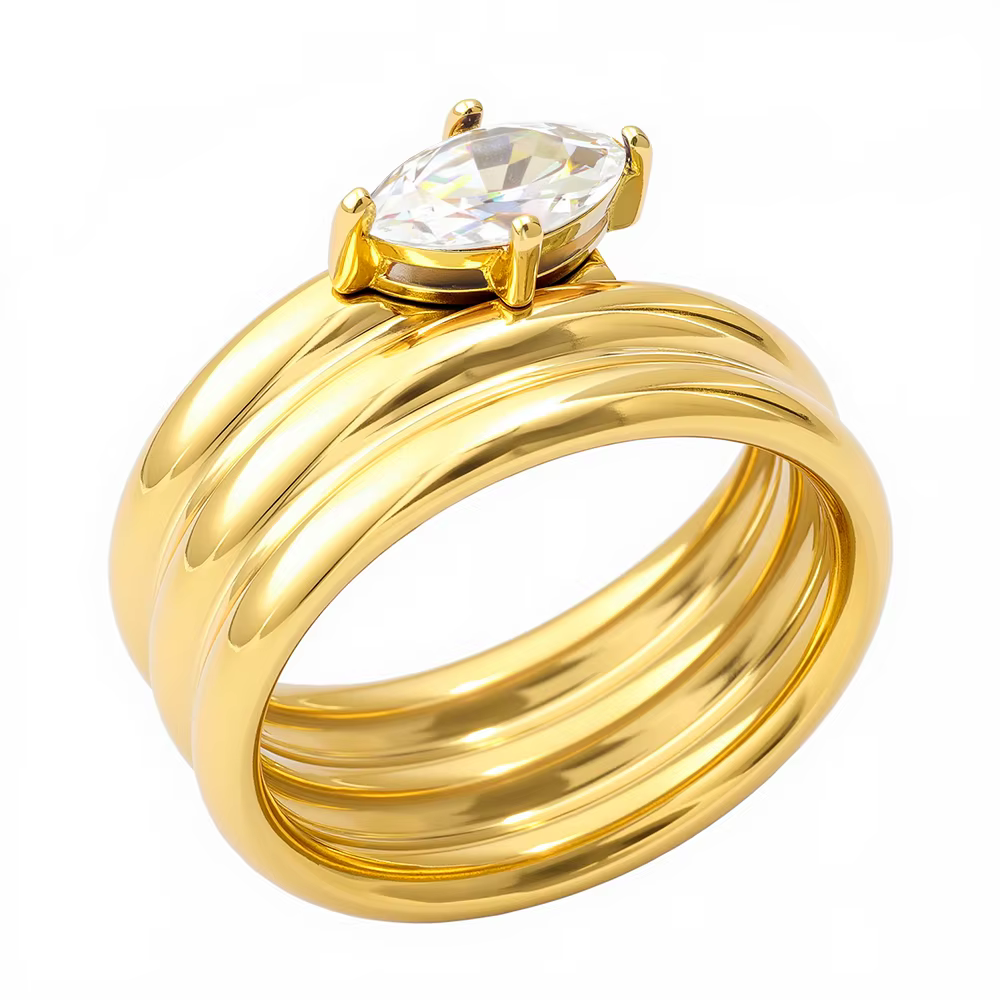 JOVO LOVE – bague en zircone cubique pour femmes, en métal plaqué or, en acier inoxydable, multi-éta