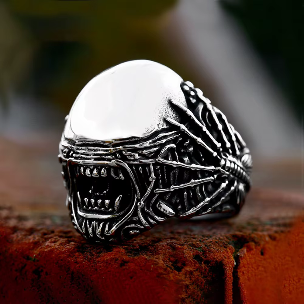 Bague gothique en acier inoxydable poli pour homme, crâne d'araignée unique, bijoux à la mode surpui