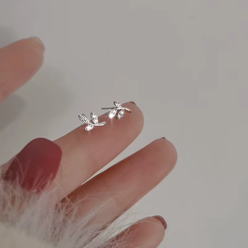 Boucles d'oreilles tibétaines coréennes en argent, exquises, incurvées et brillantes, en Zircon, blé