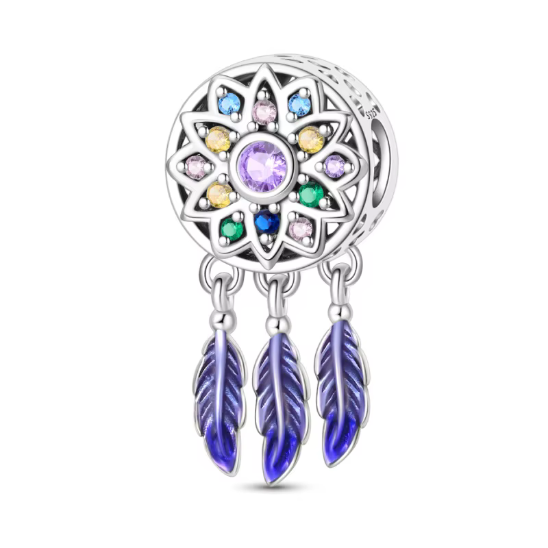 Attrape-rêves en argent sterling 925 avec breloques colorées, compatible avec les bracelets originau