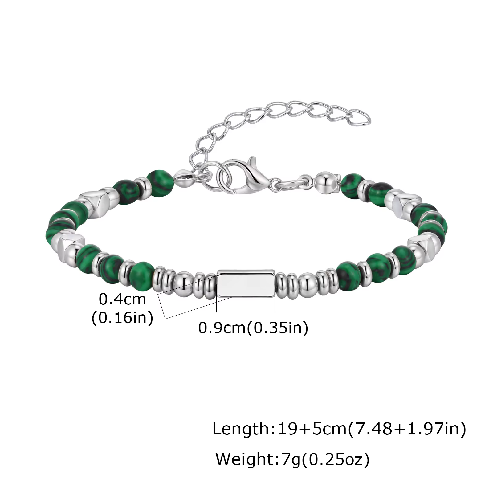 Bracelet de perles en pierre naturelle unique à la mode, bracelet en chaîne en acier inoxydable, bij