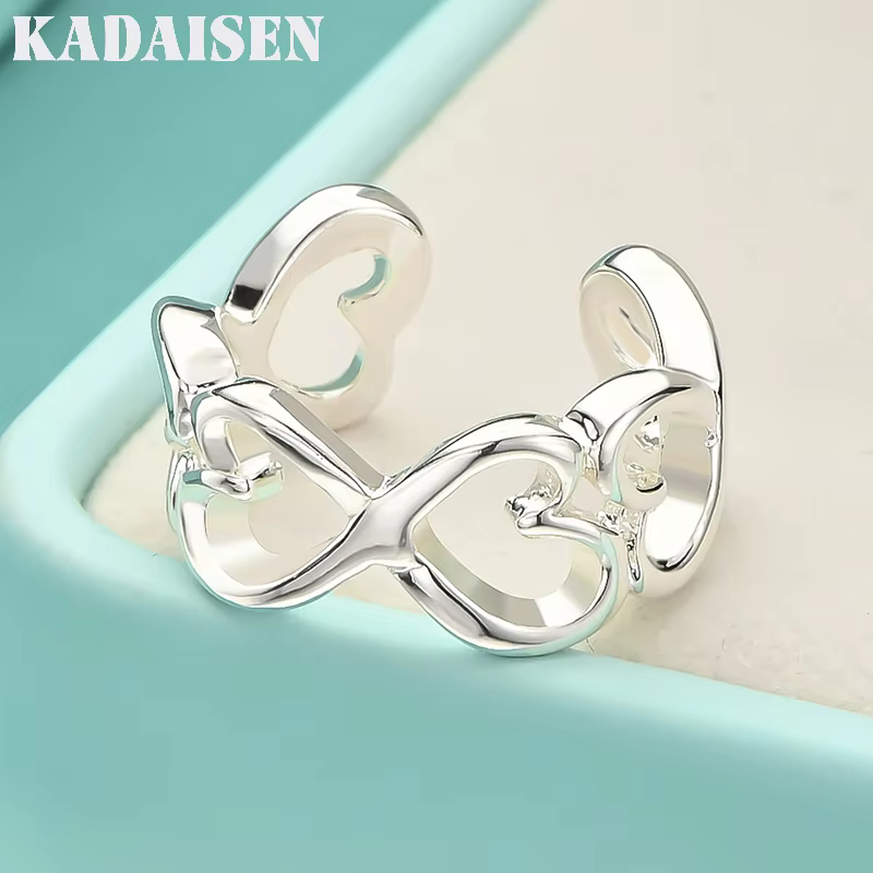 Bague en argent Sterling 925 en forme de cœur pour femmes, bijoux de charme à la mode pour fête de m
