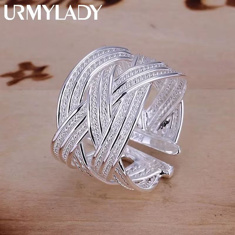 Bijoux en gros en argent Sterling 925, bague ouverte, fiançailles, mariage, mode mariée, taille régl