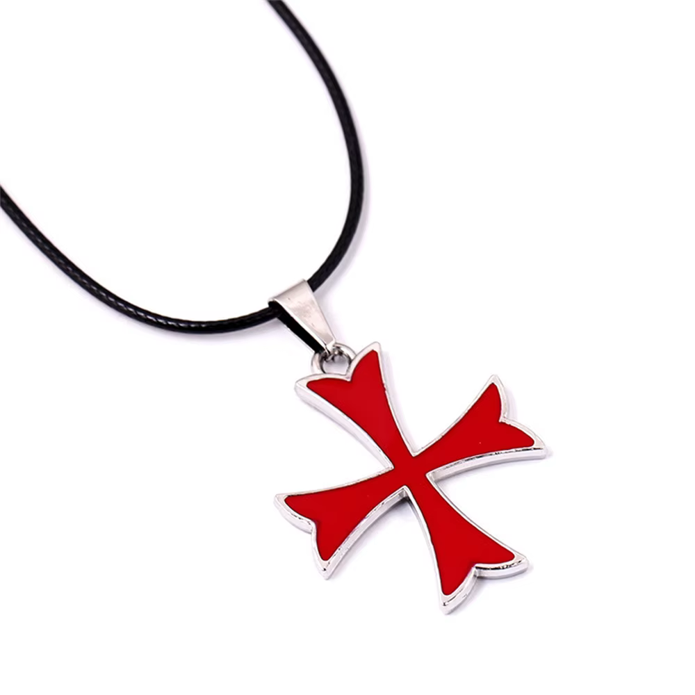 Nouveau film commande des chevaliers templiers croix Badge pendentif collier corde chaîne tour de co