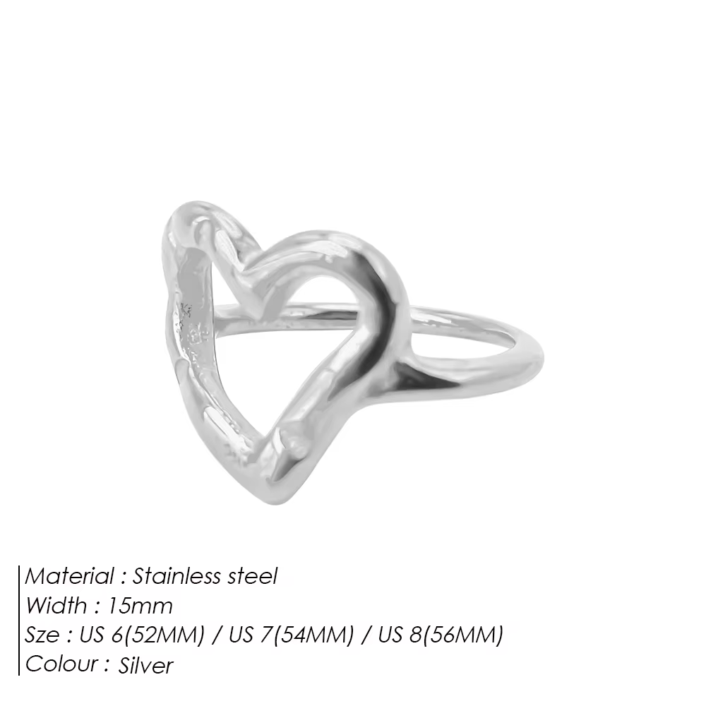 Bague en acier inoxydable EManco, motif cœur ajouré, style punk, bijoux pour femmes