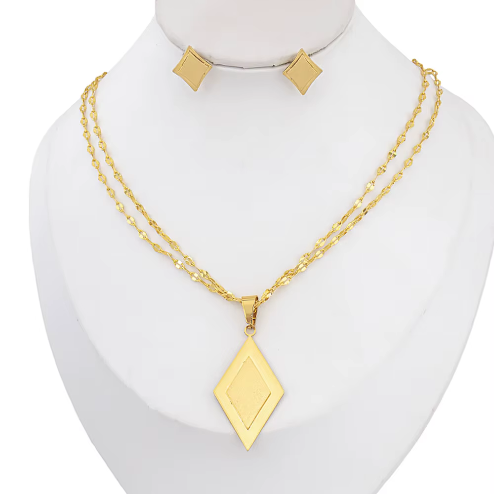 Ensemble de bijoux en forme de losange, collier pendentif, boucles d'oreilles clous, accessoires de 