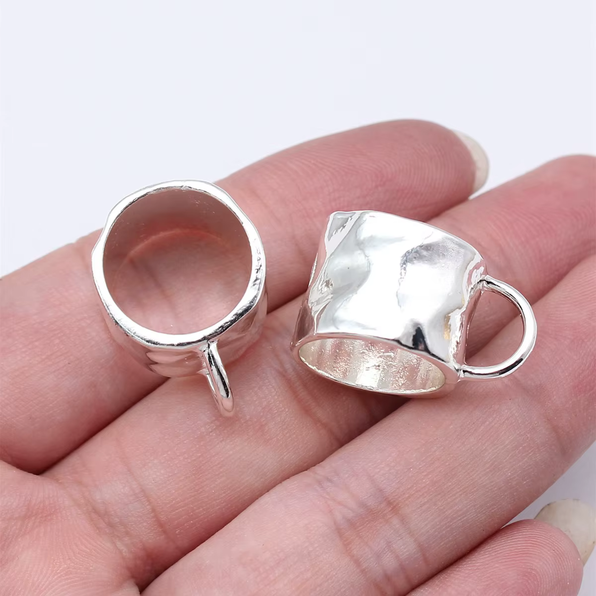 WYSIWYG-Écharpe martelée en argent pour bijoux, accessoires de bricolage, résultats de bijoux faits 