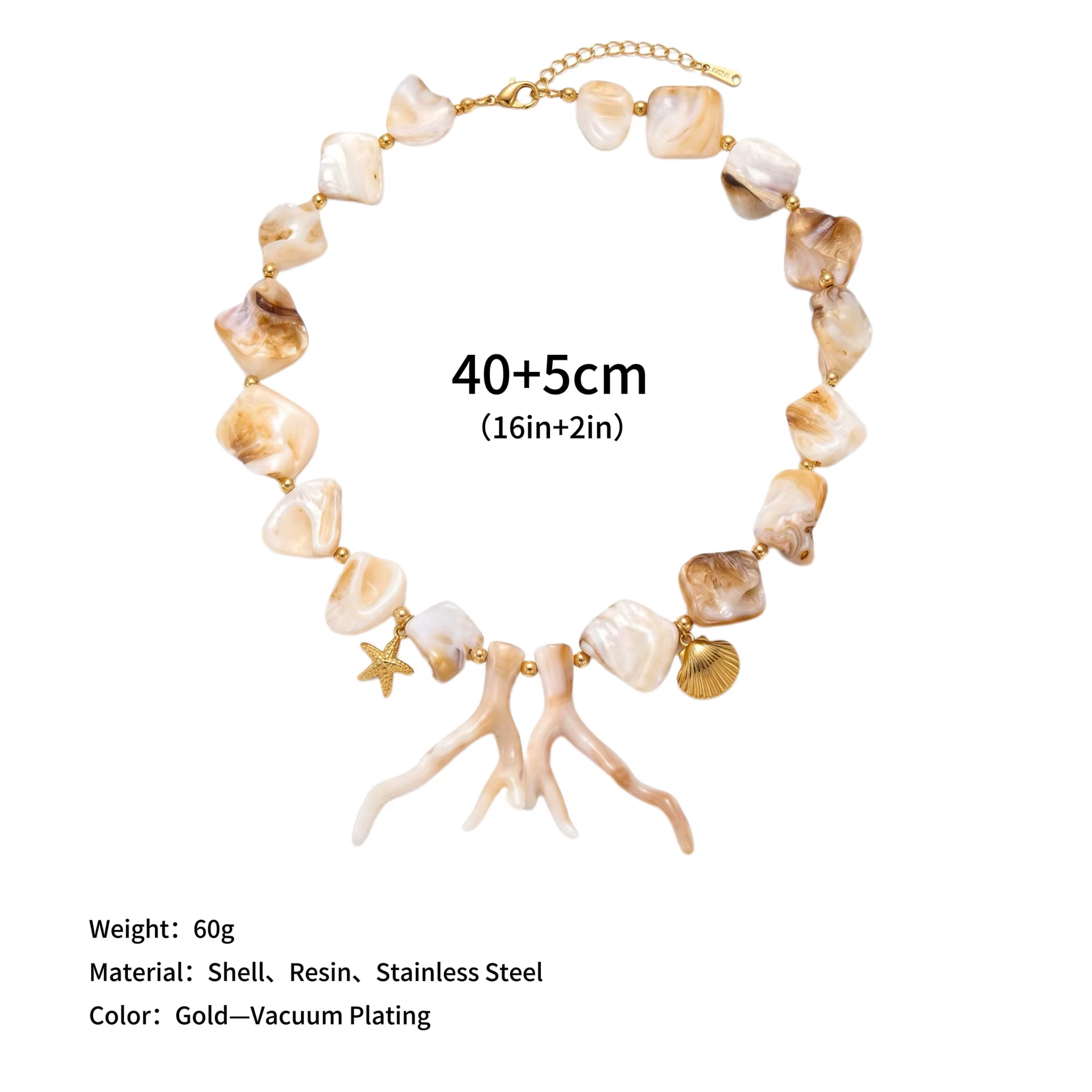 Collier ras du cou bohème en coquillages naturels et corail, pendentif étoile de mer et conque, bijo