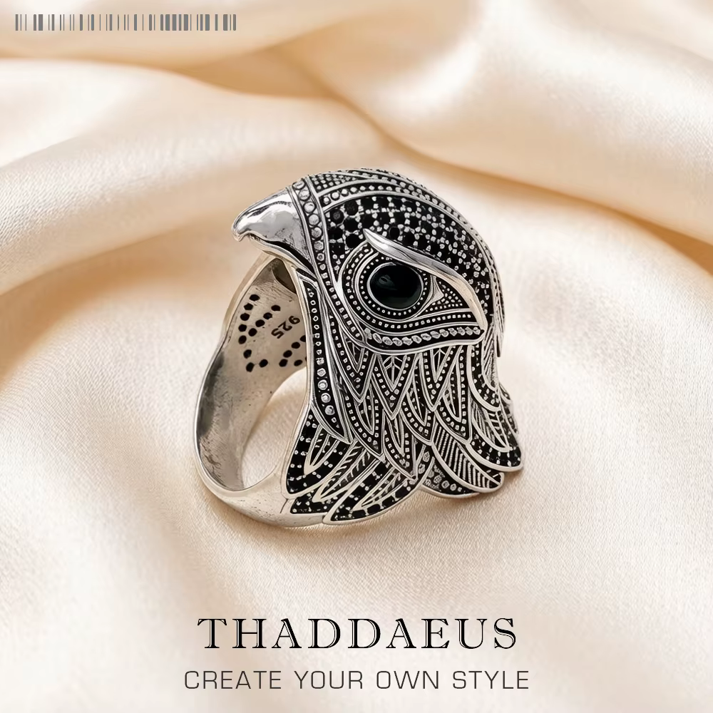 Bague de Cocktail élégante faucon, cadeau Vintage pour femmes et hommes, bijoux fins en argent Sterl