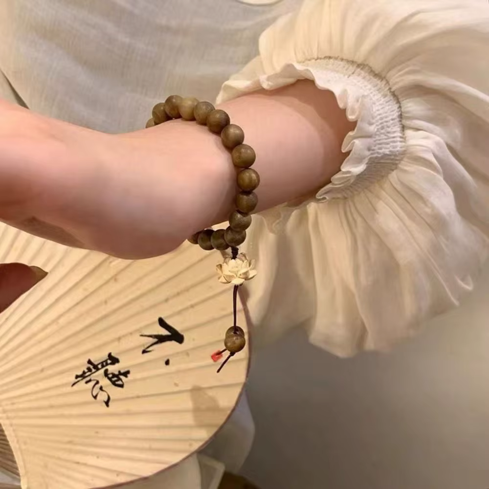 Bracelet élastique en bois de santal tressé à la main, bijoux perlés, chaîne de main, chapelet