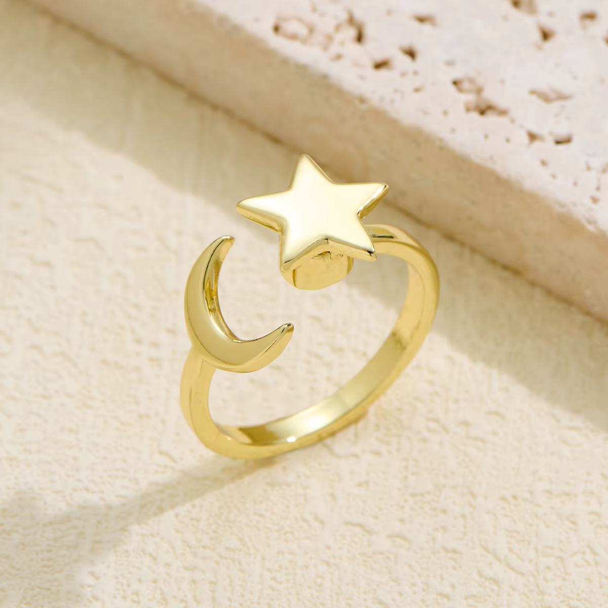 Anneaux relaxants d'anxiété pour femmes, anneau Spinner étoile et lune, tournesol, rotation libre, b