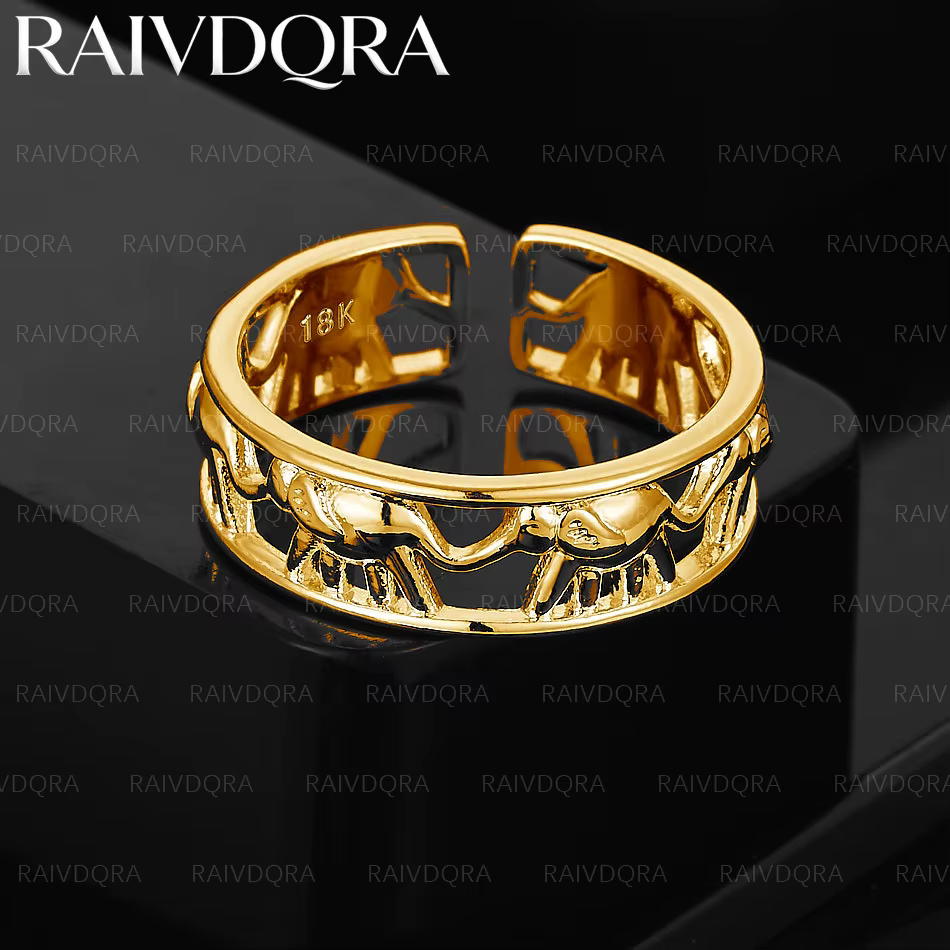 Bague éléphant creuse plaquée or 18 carats pour femmes, bijoux à la mode, accessoires de mariage élé