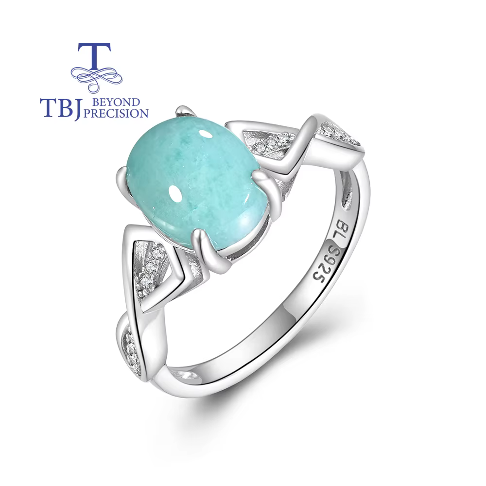Magnifiques bagues ovales naturelles en amazonite, 2,97 ct, 8x10mm, en argent sterling 925, pierres 
