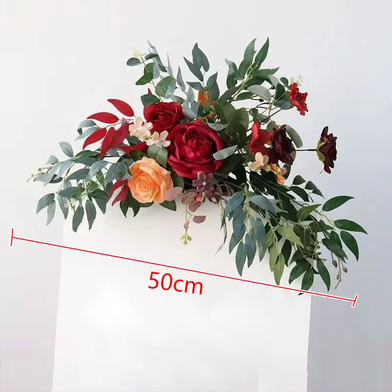 Arche d'Arrière-Plan de Mariage, Rose Rouge, Arrangement Floral, Centre de Table de Banquet, Boule, 