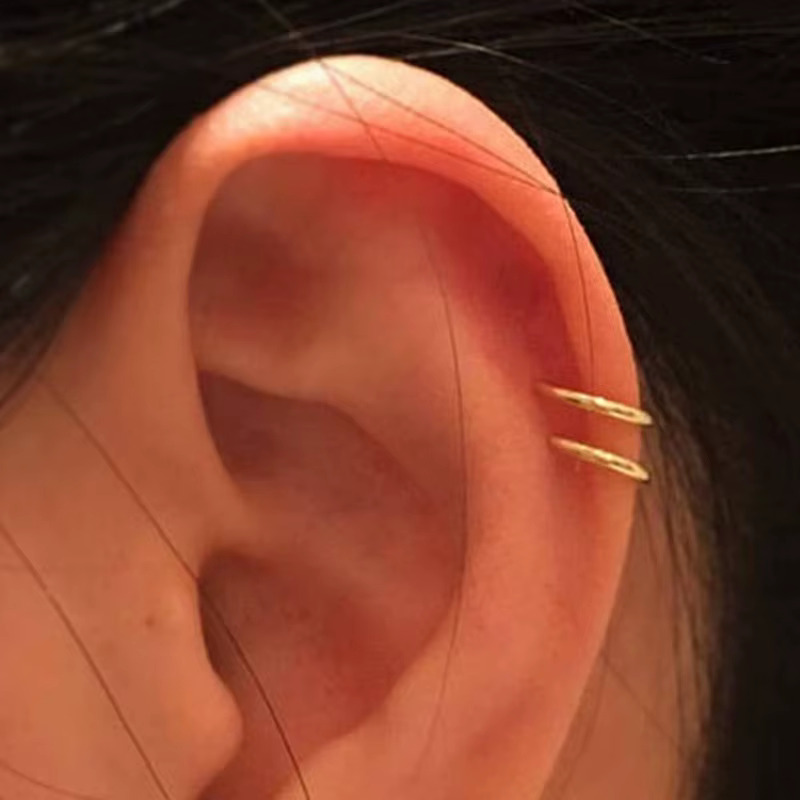 925 argent oreille manchette or rempli bijoux à la main réel Piercing boucles d'oreilles Oorbellen P
