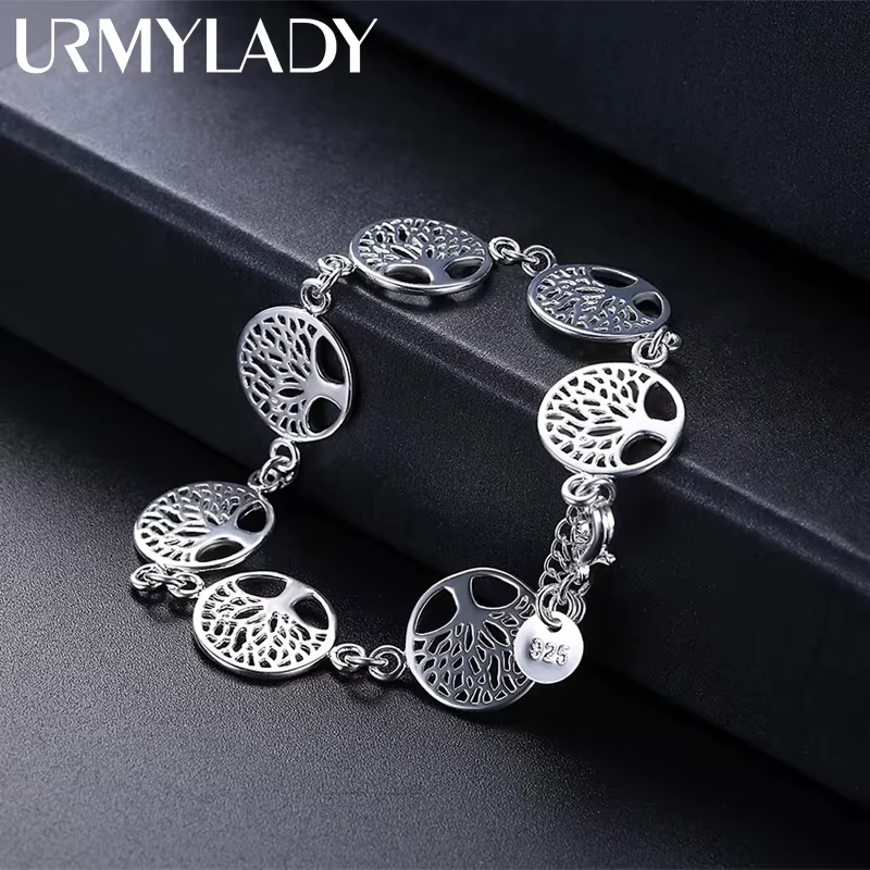 Bracelet en argent Sterling 925, belles fleurs d'arbre pour femmes, bijoux de mariage à la mode, ven