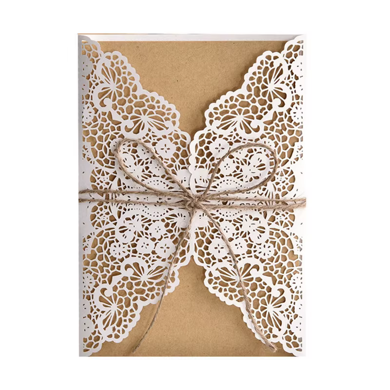 Étiquettes de cartes d'invitation de mariage découpées au Laser, 10 pièces, Vintage, cadeau de marié