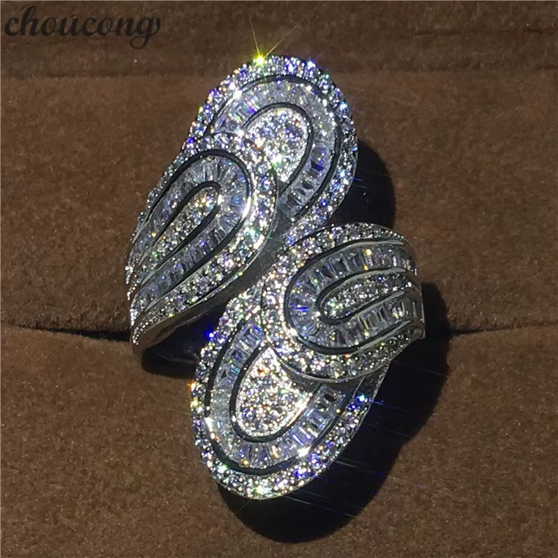 Bague unique à grande fleur en diamant de laboratoire, en argent sterling 925, pour fiançailles et m