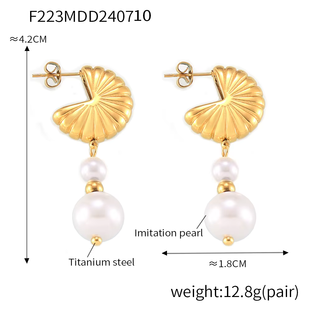 Liora belle Imitation perle pierre naturelle boucles d'oreilles pour femmes en acier inoxydable hypo