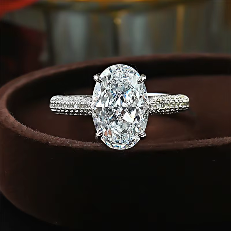 Bague ovale artisanale en diamant de laboratoire 5 carats, en argent sterling 925, pour femme, idéal
