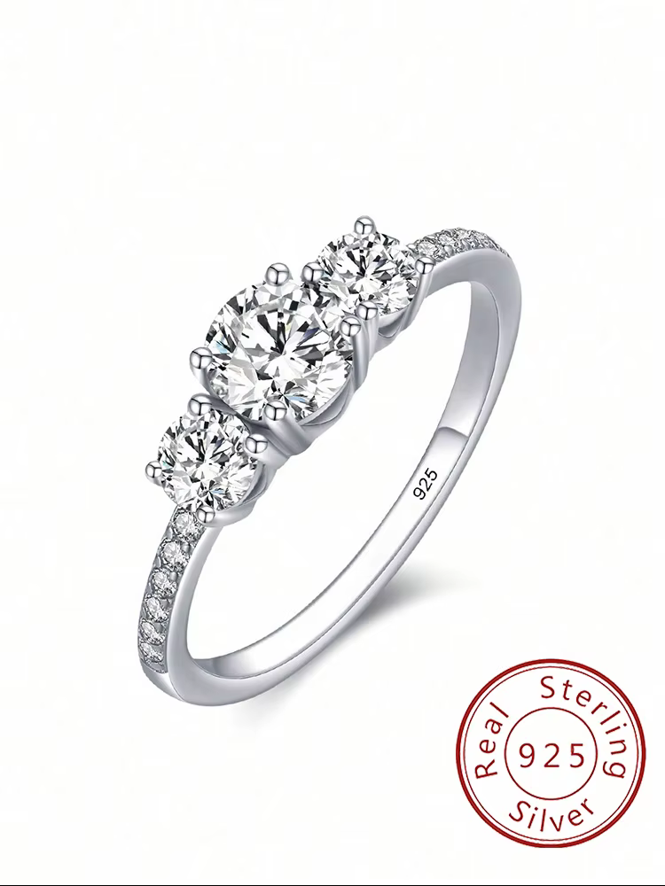 Bague ronde en argent Sterling 925 pour femmes, classique, mode, Zircon 0,5 ct, anniversaire, fiança