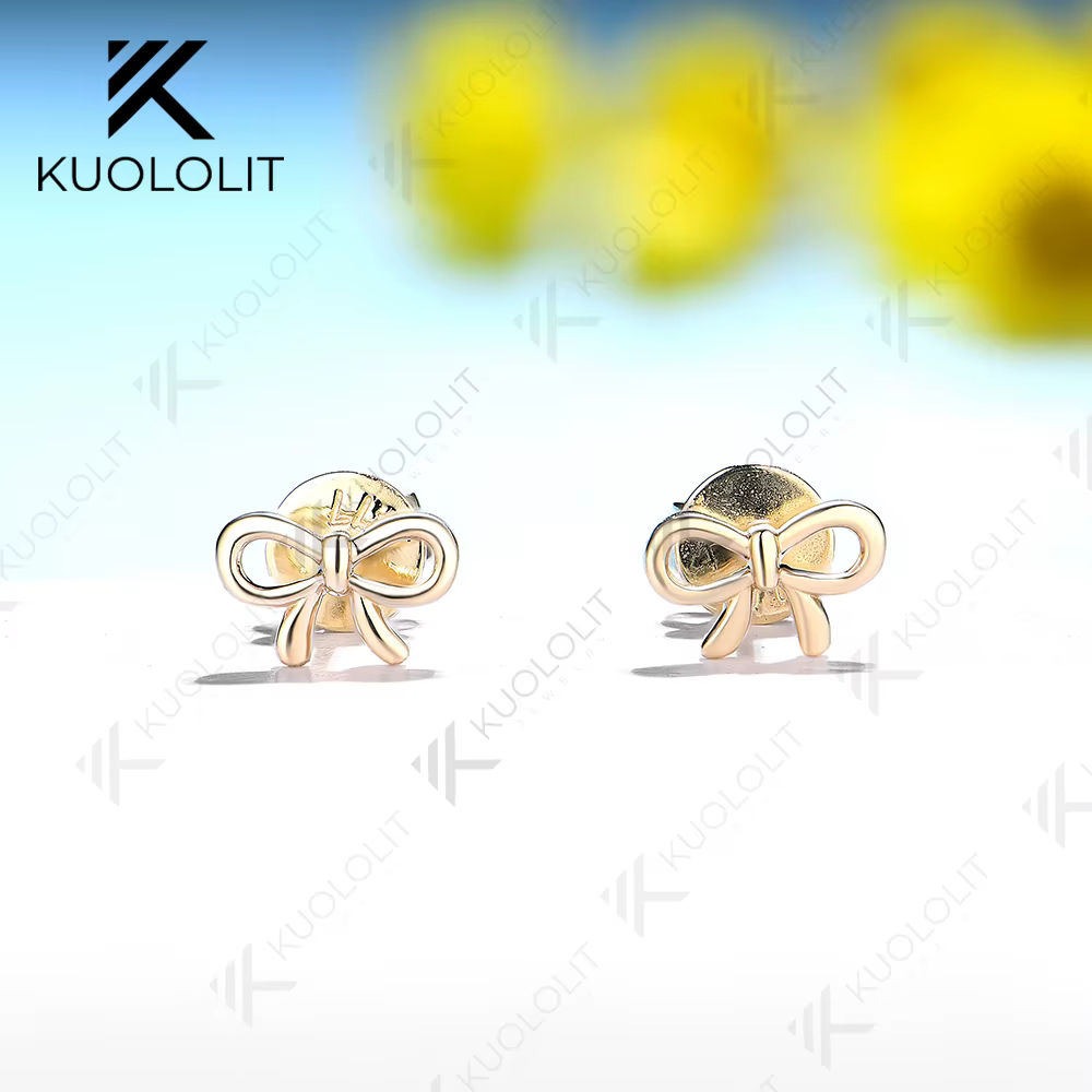 Kuololit-Boucles d'Oreilles en Or avec Nministériels d Papillon pour Femme, Bijoux Solides pour Mari