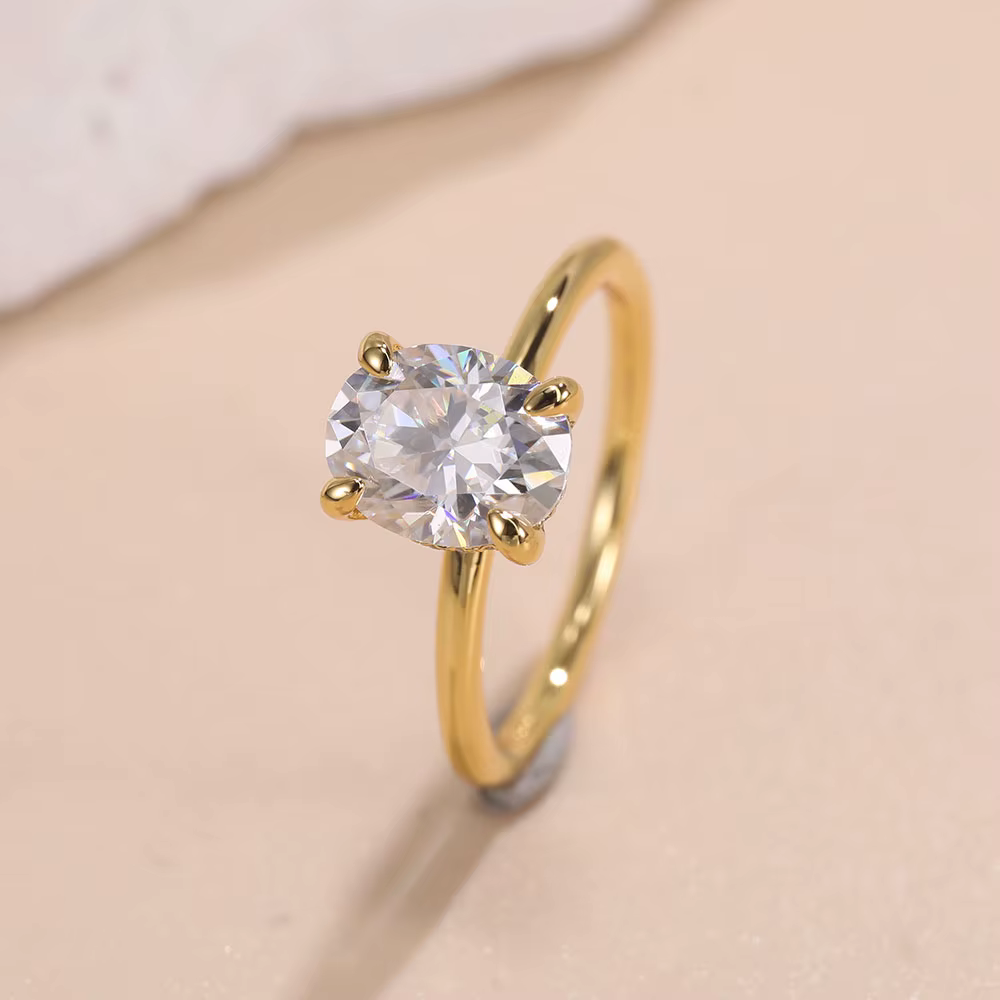 LinkerLove 1/2/3ct Solitaire Moissanite bague de fiançailles pour les femmes 925 en argent Sterling 