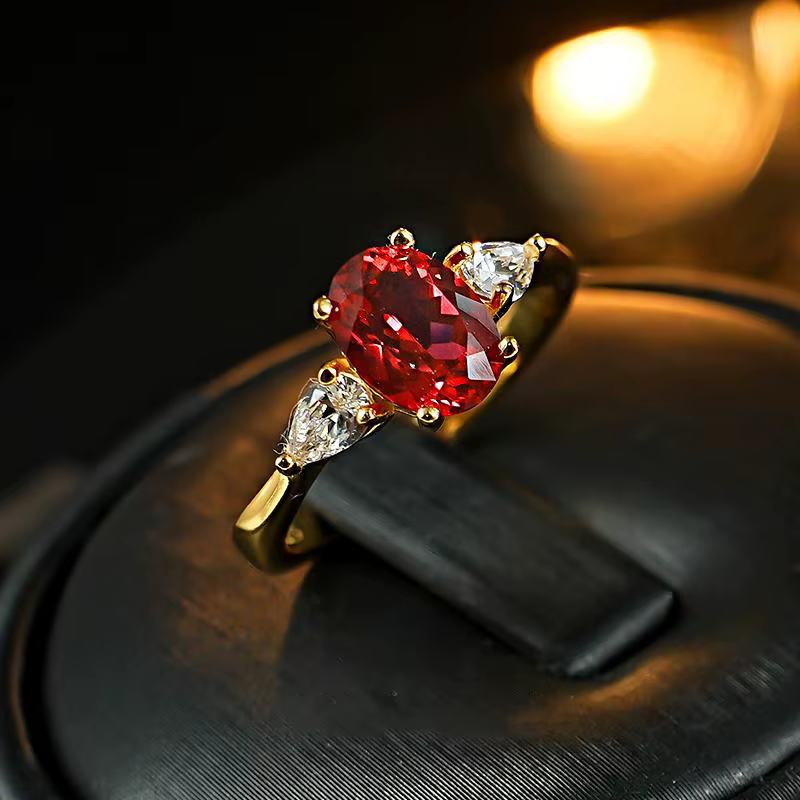 Bague en or blanc 18 carats pour femme, rubis naturel 2 carats avec diamants, bijoux, anillos de biz