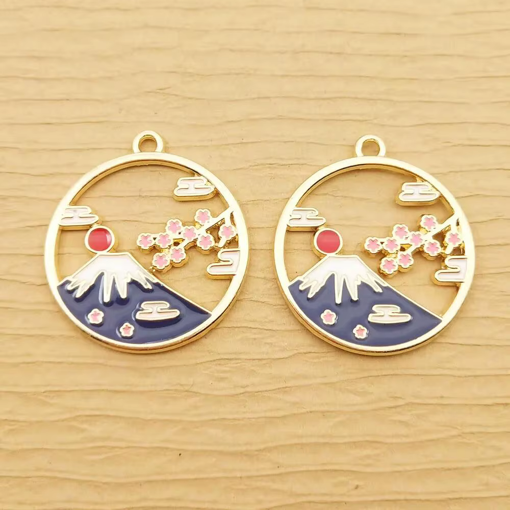 Breloques soleil montagne pour la fabrication de bijoux, pendentif en émail, accessoires de Bracelet