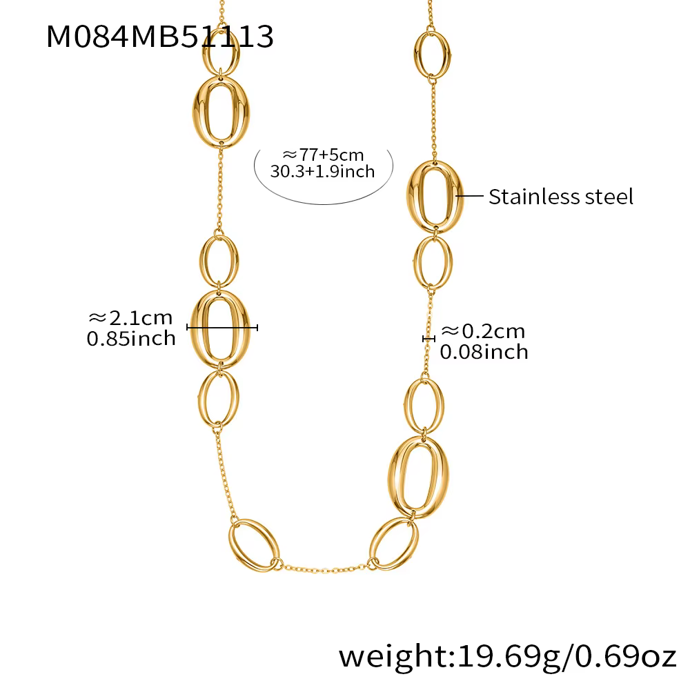 Liora classique creux chaîne ronde colliers à breloques pour femmes 18K PVD plaqué or en acier inoxy