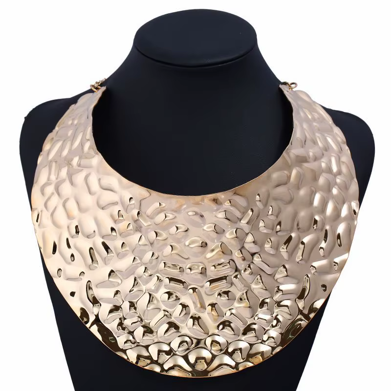 VEFFLY-Grand Collier Ras du Cou Africain pour Femme, Boucles d'Oreilles Rondes, Bijoux de Mariage, i