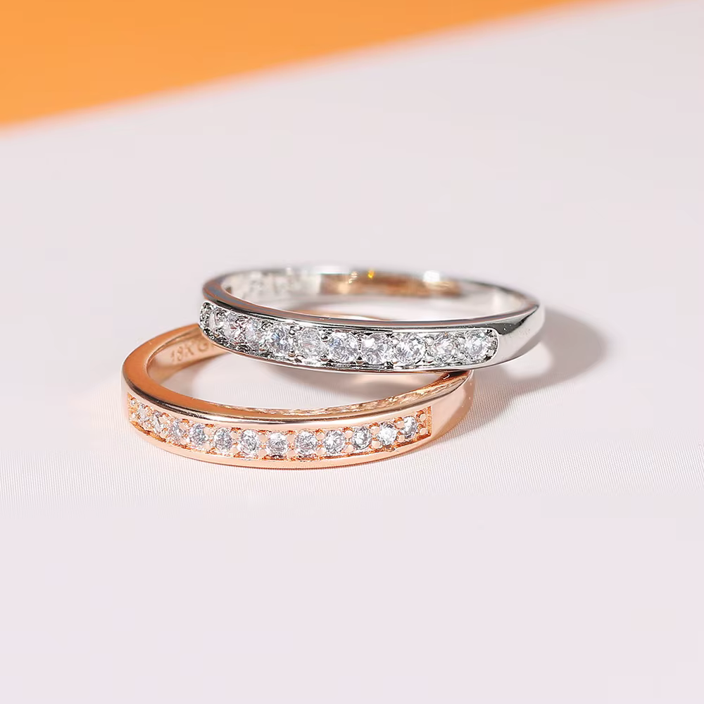 Bague de mariage en zircon cubique pour femme, bijou classique de qualité supérieure, couleur or Ros