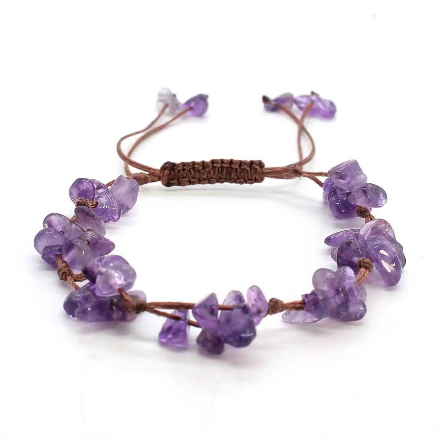 Bracelets tressés en pierre de cristal macramé pour femmes et filles, améthyste naturelle, Quartz, t