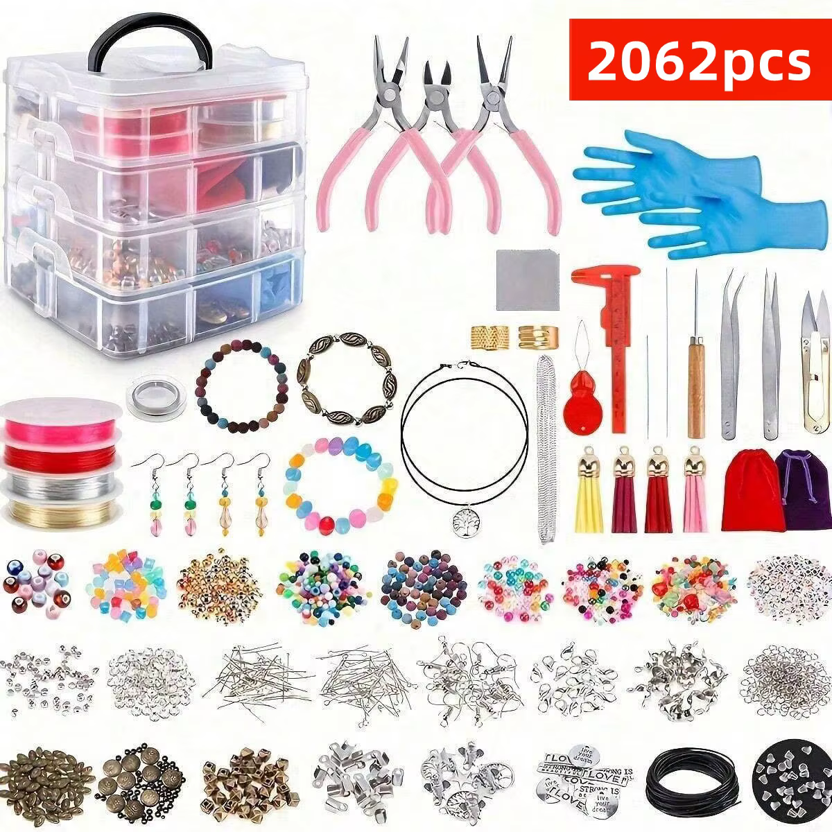 2062 pièces nouveaux fournitures de fabrication de bijoux Kit accessoires bijoux accessoires lettre 