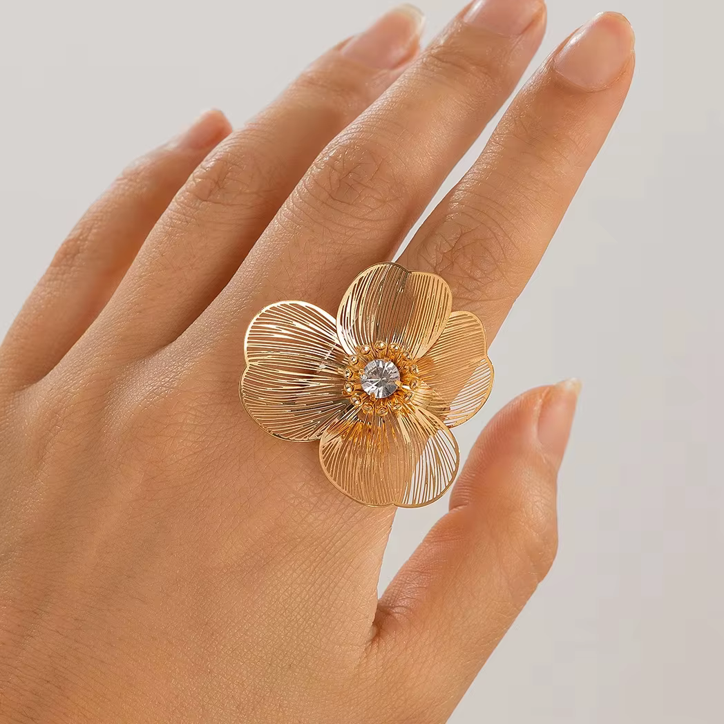 Nouvelles bagues élégantes en forme de feuille de Ginkgo pour femmes, couleur or rétro, bijoux de ma