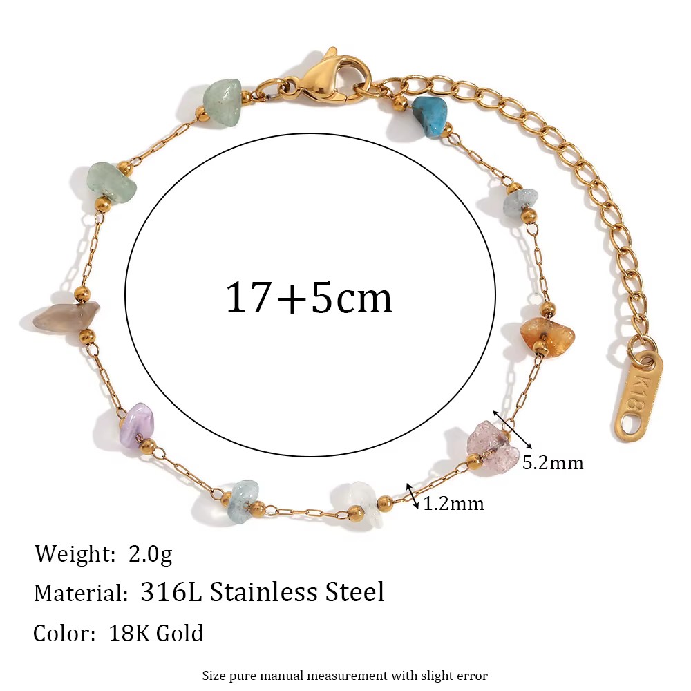 E.B.belle – Bracelet de perles en pierre naturelle, poudre de pierre colorée, cristal bleu violet, a